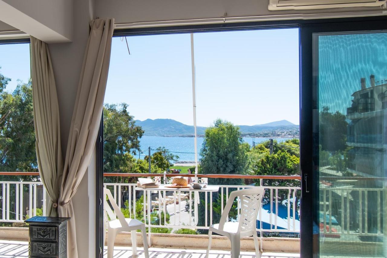 Lavish & Spacious Apt With Stunning Seaview, 10 Min Ath Airport Artemida  Bagian luar foto